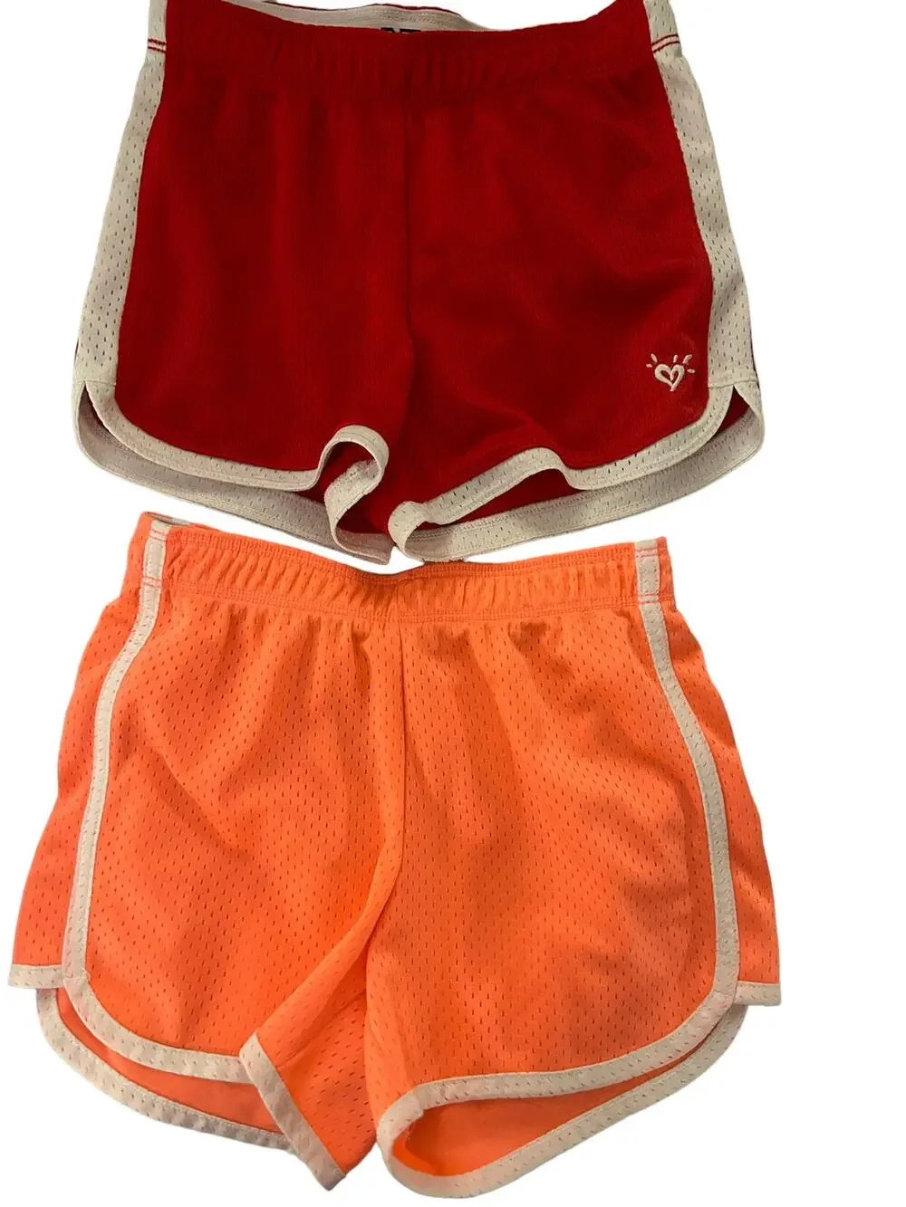 Justice Red And Florescent Orange Mesh Shorts  size 7